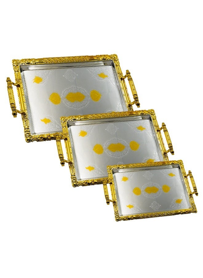 BASURRAH 3 Pieces Steel Serving Tray Set  - Image 1