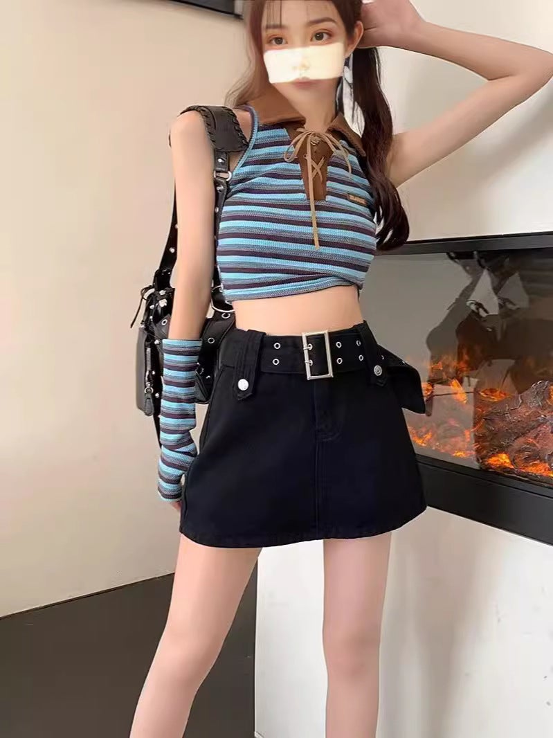 High Waist Retro Denim Skirt Skirt Women'S Summer Girl Design Niche Wrap Hip Skirt A- Line Skirt Skirt - Image 5