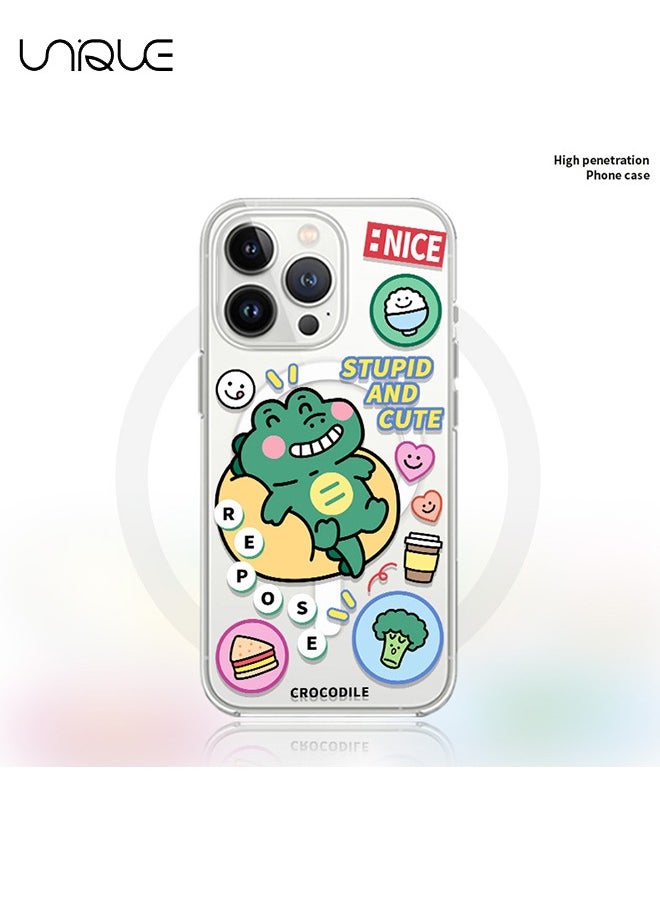 Unique - Compatible with iPhone 14 Pro Max Cases, Compatible with MagSafe Phone Cases，Crocodile Phone Case, Stylish Clear Phone Cases, TPU Drop Protection - Transparent - Image 1