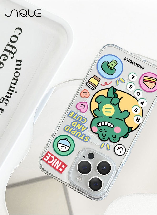 Unique - Compatible with iPhone 14 Pro Max Cases, Compatible with MagSafe Phone Cases，Crocodile Phone Case, Stylish Clear Phone Cases, TPU Drop Protection - Transparent - Image 1