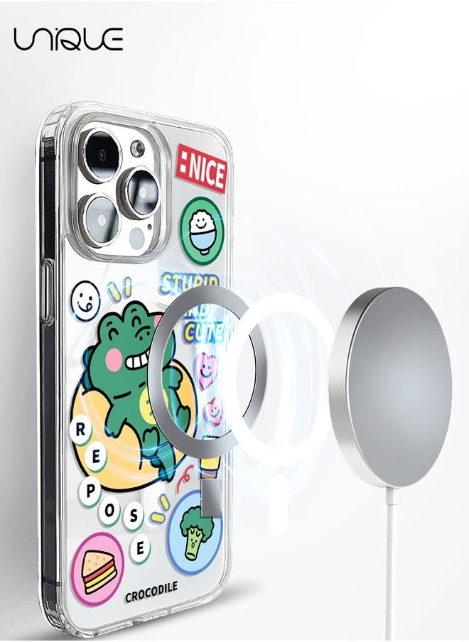 Unique - Compatible with iPhone 14 Pro Max Cases, Compatible with MagSafe Phone Cases，Crocodile Phone Case, Stylish Clear Phone Cases, TPU Drop Protection - Transparent - Image 1