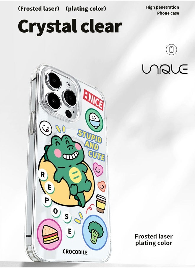 Unique - Compatible with iPhone 14 Pro Max Cases, Compatible with MagSafe Phone Cases，Crocodile Phone Case, Stylish Clear Phone Cases, TPU Drop Protection - Transparent - Image 1