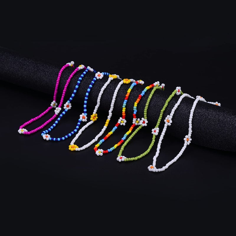BodyJ4You 12PC Tattoo Choker Necklace for Women - 90s Choker Necklaces Y2K Fashion Trendy Vintage - Boho Beach Daisy Flower Pink Blue Rainbow Multicolor Stretchy Jewelry - Summer Style Gift Idea - Image 4