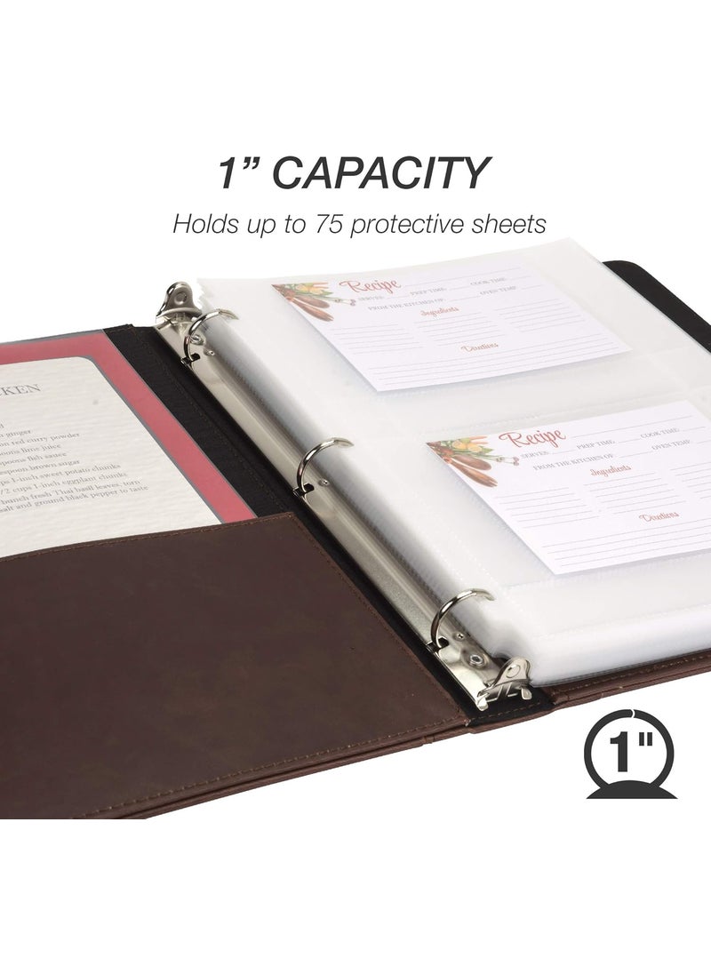 Samsill Samsill 1 Recipe Binder 85x11 3 Ring Recipe Book Binder to Hold All Your Recipes and Recipe Cards Brown Family Recipe Binder Bold Design  - Image 4
