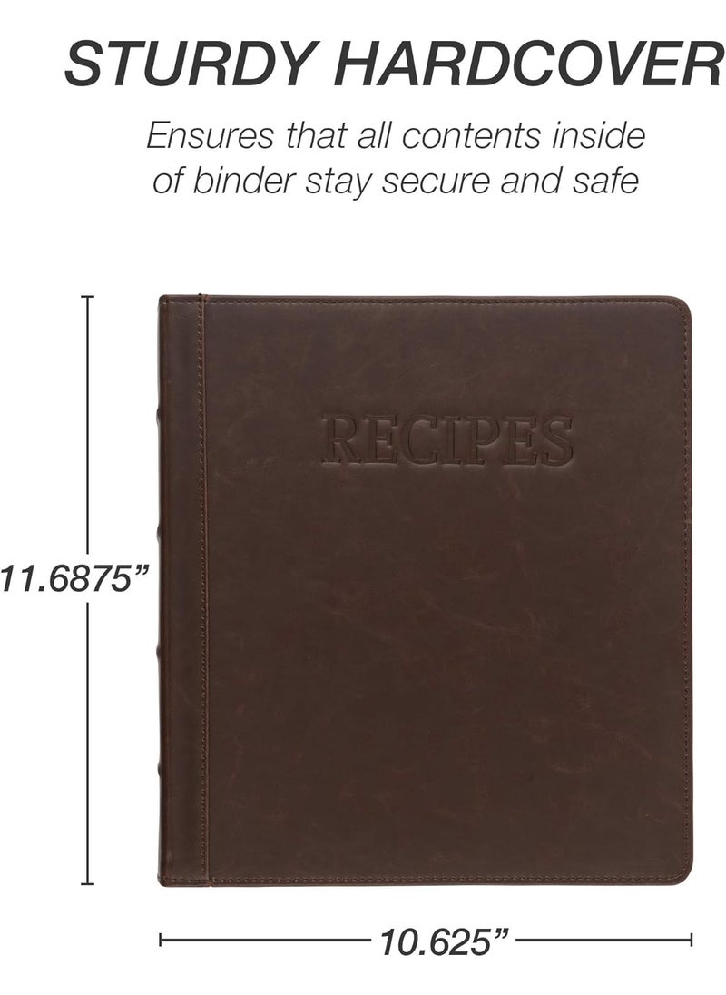 Samsill Samsill 1 Recipe Binder 85x11 3 Ring Recipe Book Binder to Hold All Your Recipes and Recipe Cards Brown Family Recipe Binder Bold Design  - Image 3