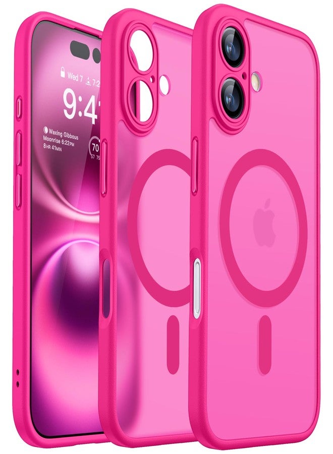CANSHN - Magnetic iPhone 16 Case, Upgraded [Full Camera Protection] [Compatible with Magsafe] [Translucent Matte] Shockproof Protective Case for iPhone 16, Hot Pink - Image 1