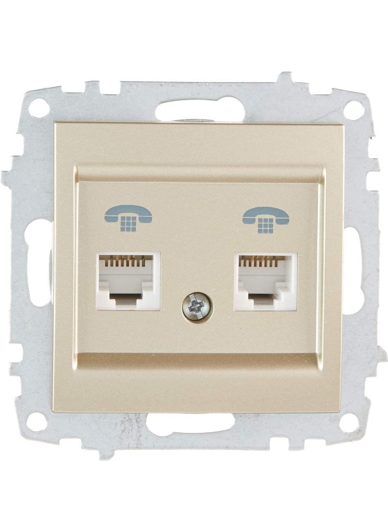 Elbi - Zena Mek.titanium 2RJ11 Telephone Socket - Image 1