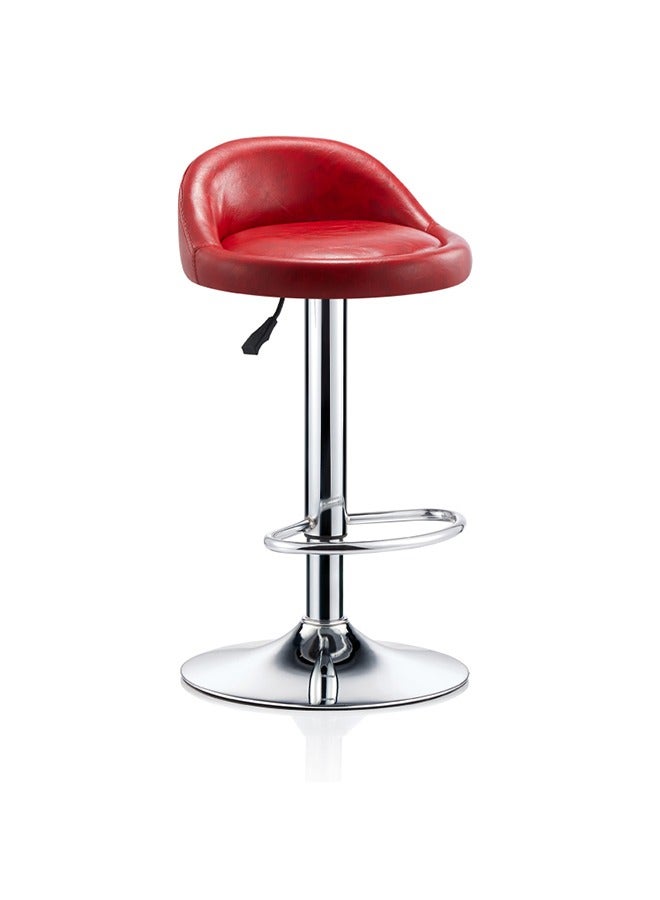 كرسي شريط الجلد PU مع مساندة القدم، 360 درجة قابلة للتدوير والارتفاع القابل للتعديل، مقعد عالي، كرسي بار دوار، كرسي بار، كرسي مكتب الاستقبال - Image 1