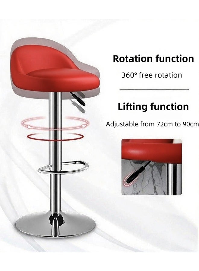كرسي شريط الجلد PU مع مساندة القدم، 360 درجة قابلة للتدوير والارتفاع القابل للتعديل، مقعد عالي، كرسي بار دوار، كرسي بار، كرسي مكتب الاستقبال - Image 5