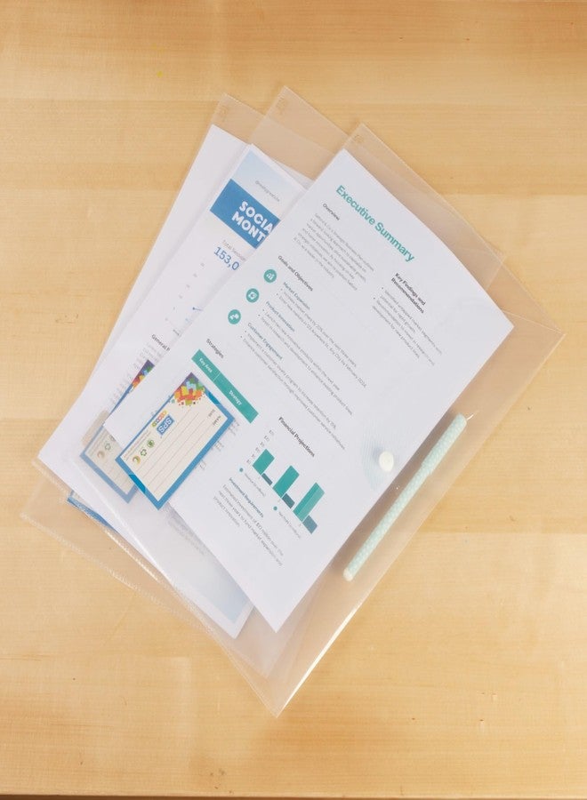 اس بي اس حافظة ملفات SPS، حقيبة تخزين ملفات مستندات A4/Foolscap شفافة من البولي بلاستيك مع زر كبس، مجموعة من 10 قطع/حافظة ملفات شهادات (عبوة من 10 قطع) - Image 5