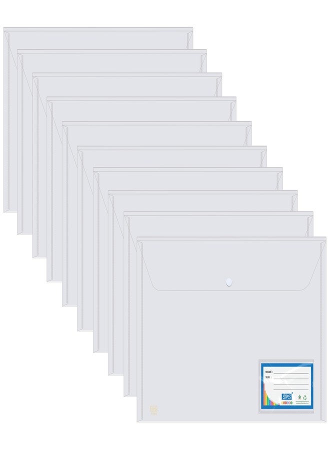 اس بي اس حافظة ملفات SPS، حقيبة تخزين ملفات مستندات A4/Foolscap شفافة من البولي بلاستيك مع زر كبس، مجموعة من 10 قطع/حافظة ملفات شهادات (عبوة من 10 قطع) - Image 1