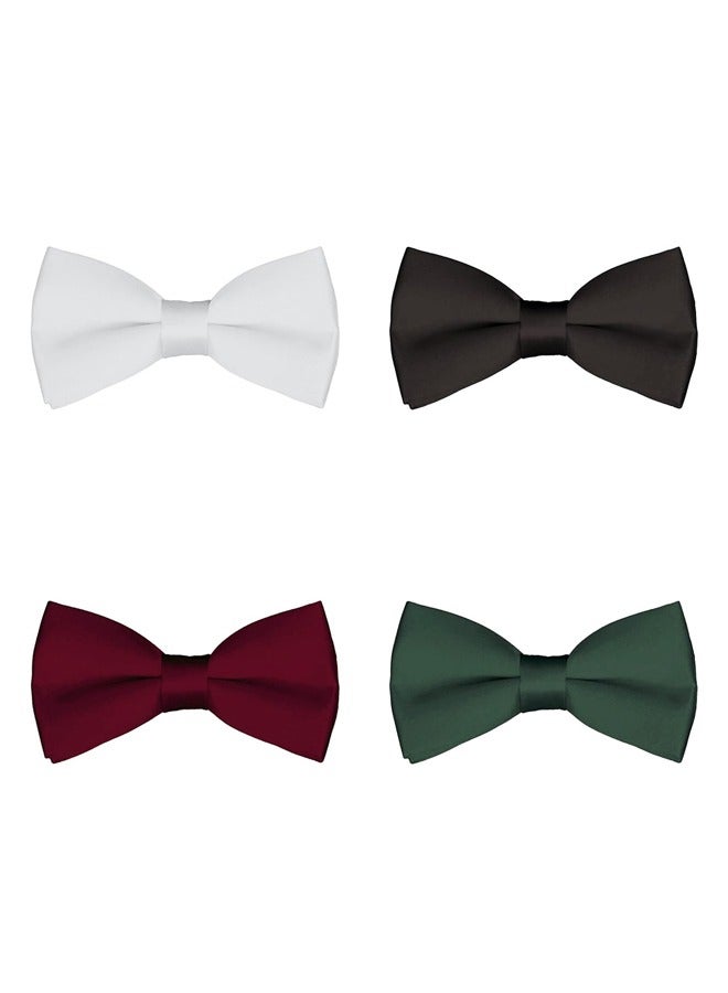 GUSGU 4Pack Men's Pre-Tied Bow Ties Tuxedo Bowtie Adjustable Classic Formal Neck Bowtie for Wedding Party - Image 1