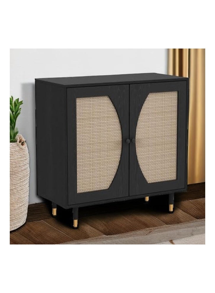 NKX Side Cabinet Storage with Black Lockers 2 Doors Gold Legs Colors Multifunctional - Image 2