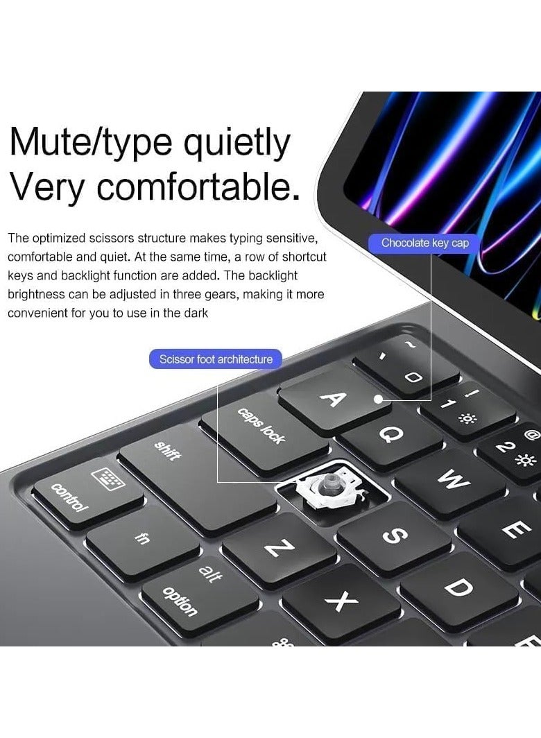 Magic Smart Bluetooth Keyboard Case Compatible with Xiaomi Mi Pad 7 / Mi Pad 7 Pro 11.2-inch (2024) Tablet with Trackpad RGB Keyboard - Image 2