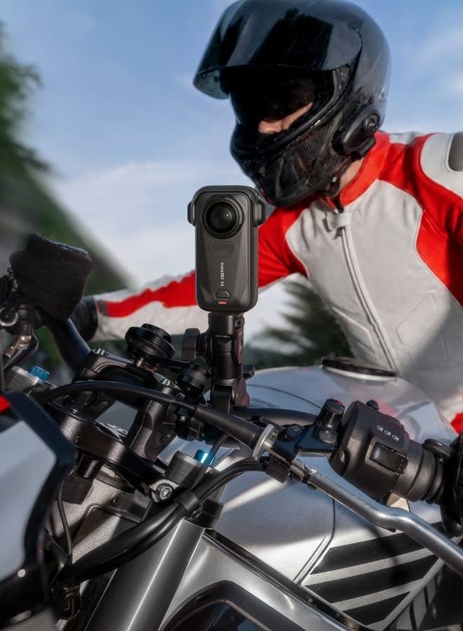 انستا 360 X6 360 Camera Motorcycle Bundle | 8K Camera + Motorcycle Kit + 128GB Memory Card + All-Weather USB Charging Cover + 1-Year FlexiCare, for Moto-Vloggers, Riders, Motor Enthusiasts - Black - Image 2