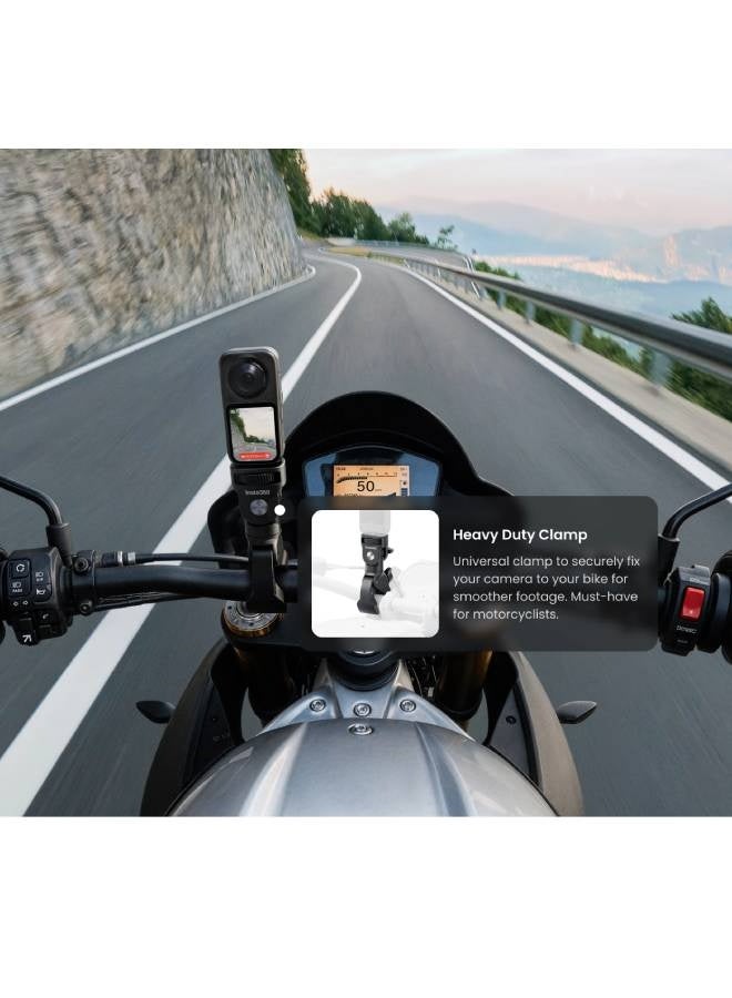 انستا 360 X6 360 Camera Motorcycle Bundle | 8K Camera + Motorcycle Kit + 128GB Memory Card + All-Weather USB Charging Cover + 1-Year FlexiCare, for Moto-Vloggers, Riders, Motor Enthusiasts - Black - Image 4