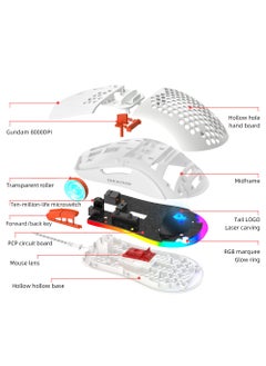 Rock Pow ROCK POW Honeycomb Gaming Mouse Ultralight High-Precision 8000 DPI Optical Sensor 6 Programmable Buttons RGB Ergonomic Wired RGB Gaming Mice for Mac Laptop Computer PC  - Image 2