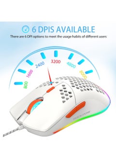 Rock Pow ROCK POW Honeycomb Gaming Mouse Ultralight High-Precision 8000 DPI Optical Sensor 6 Programmable Buttons RGB Ergonomic Wired RGB Gaming Mice for Mac Laptop Computer PC  - Image 3