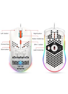 Rock Pow ROCK POW Honeycomb Gaming Mouse Ultralight High-Precision 8000 DPI Optical Sensor 6 Programmable Buttons RGB Ergonomic Wired RGB Gaming Mice for Mac Laptop Computer PC  - Image 4
