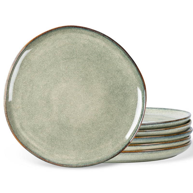 AmorArc Ceramic Dinner Plates Set of 6105 Inch Handmade Reactive Glaze Stoneware PlatesRustic Shape Dinnerware Dish Set for KitchenMicrowave  Dishwasher SafeScratch ResistantReactive Color