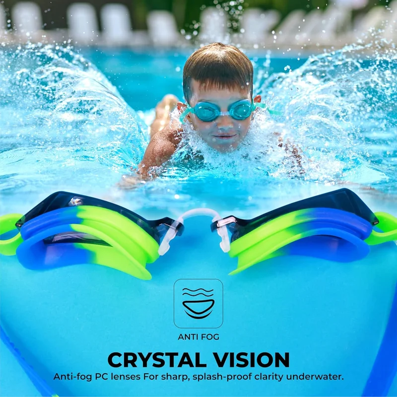 Nivia NIVIA Splash Jr. 2.0 Swimming Goggles for Adults - Blue/Green with UV Protection and Anti-Fog