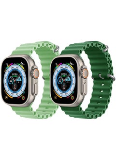vesus Silicone Ocean Band Strap Mint Green Silicone Ocean Band Strap Green Set of 2 for Apple Watch Ultra 8 49mm 