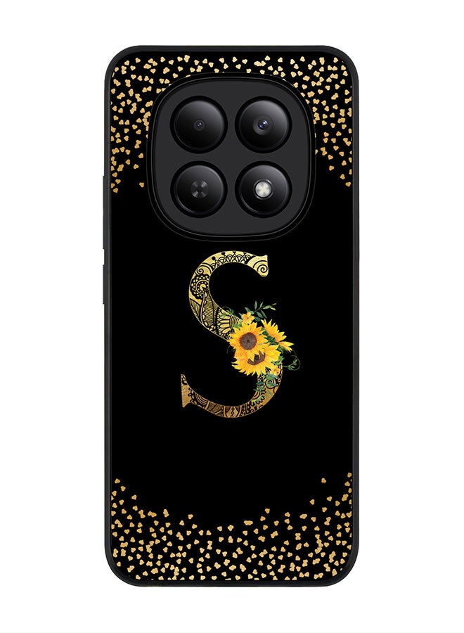 Stylizedd For Xiaomi Redmi Note 15 4G Case,Slim fit Camera Protection, Shockproof Thin Phone cover  - Custom Floral Monogram - S ( Black ) - Image 1