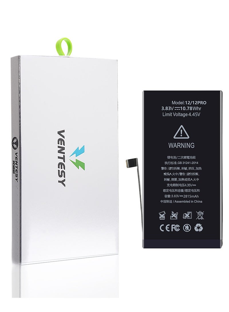 VENTESY Battery for Apple iPhone 12/12pro Ultra-High Capacity - Black  - Image 2
