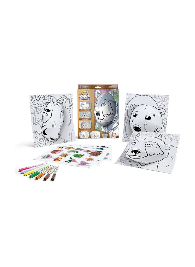 Crayola كرايولا - مجموعة تلوين ثلاثية الأبعاد - البرية | إنشاء فن ثلاثي الأبعاد مبتكر - اختر، لون، وعرض - تحويل صفحات التلوين إلى فن ثلاثي الأبعاد - سهل التعليق أو العرض، 6+ - Image 1