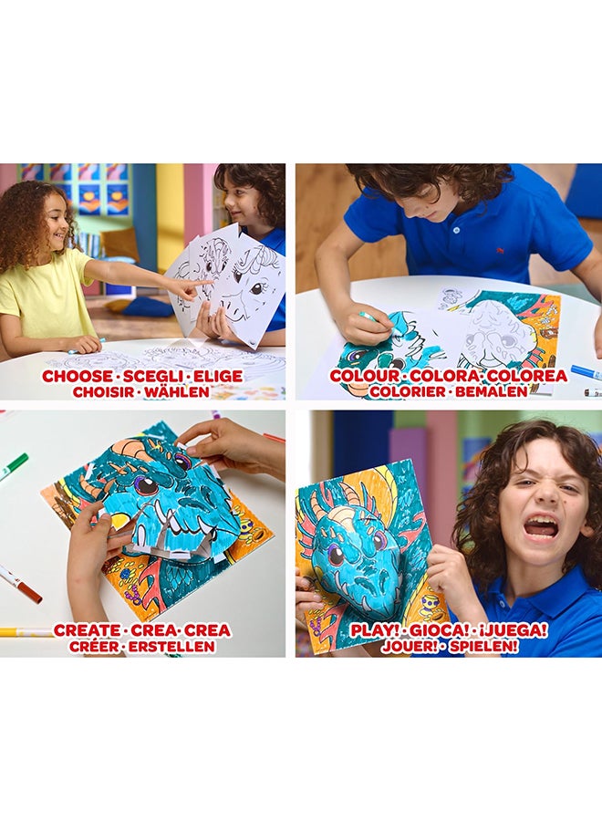 Crayola كرايولا - مجموعة تلوين ثلاثية الأبعاد - البرية | إنشاء فن ثلاثي الأبعاد مبتكر - اختر، لون، وعرض - تحويل صفحات التلوين إلى فن ثلاثي الأبعاد - سهل التعليق أو العرض، 6+ - Image 4