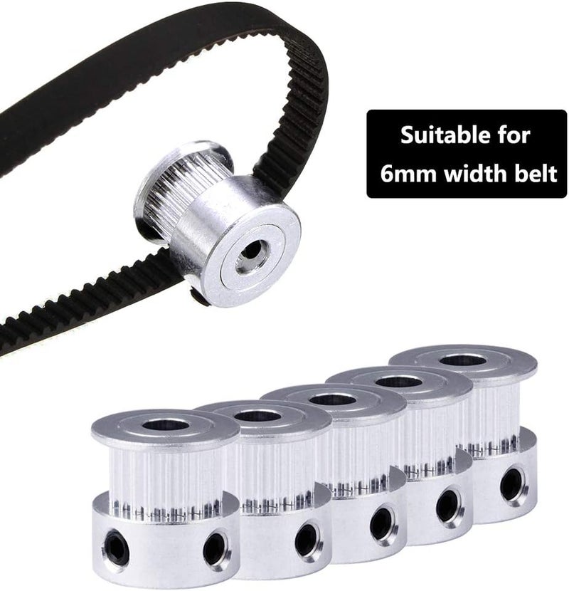 Saipor Saiper GT2 20 Teeth 5mm Bore Timing Pulley Aluminum Synchronous Wheel for 6mm Belt, Compatible with RepRap 3D Printer Prusa i3 (5pcs) - Image 3
