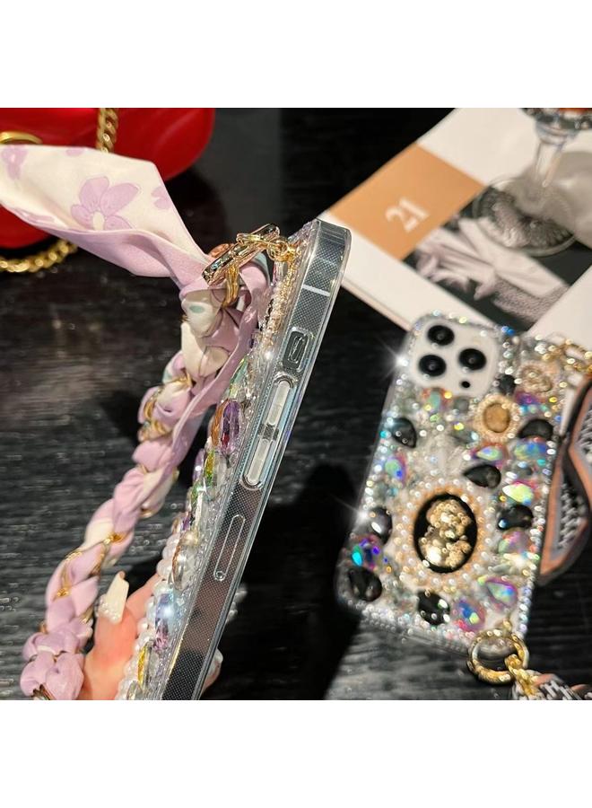 S-TOP Case For iPhone 12 Pro Handmade Diamond Purple Gemstone Scarf Bracelet PC Phone Case - Image 5