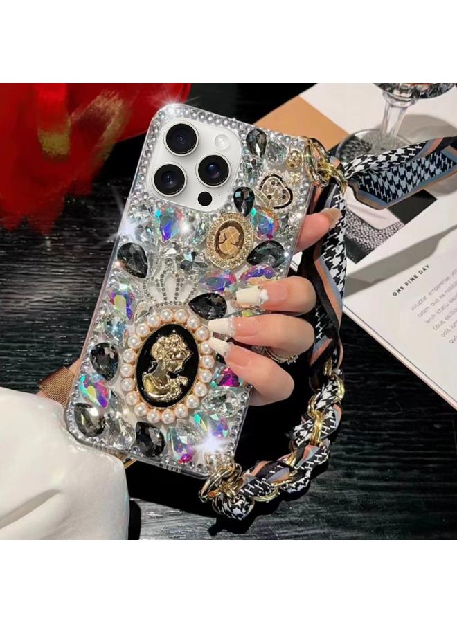 S-TOP Case For iPhone 12 Pro Handmade Diamond Purple Gemstone Scarf Bracelet PC Phone Case - Image 1