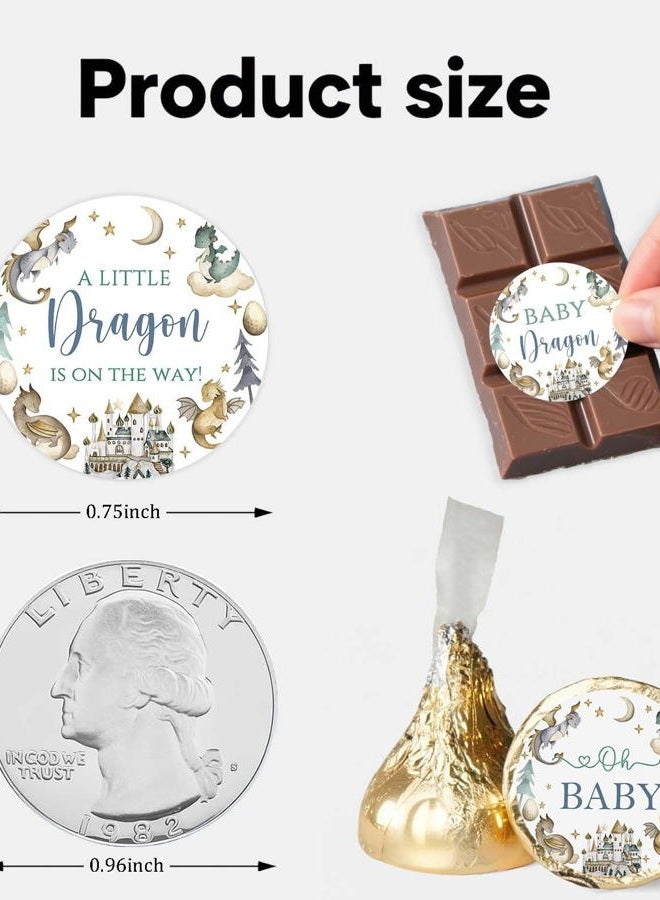 Andrain Dragon Baby Shower Favors Stickers, 450PCS Little Dragon Chocolate Kisses Candy Stickers, Boy Baby Shower Candy Labels - Image 2