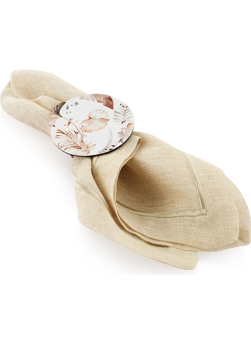 Schafer Home Leaf 4-Piece Laser Napkin Holder-Beige  - Image 1