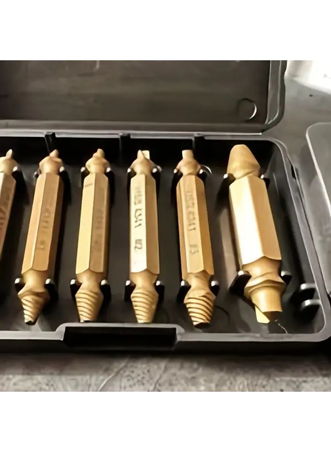 6 Piece Golden Screw Remover Tool Set With Toolbox For Damaged Fasteners - Image 4