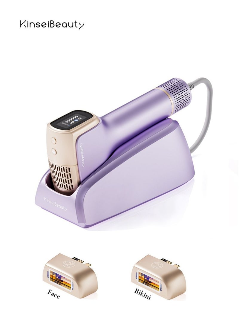 KinseiBeauty T36 999,999 Flashes 10 Energy Levels Laser Hair Removal, 4℃ Ice Cooling Painless IPL Hair Removal Device, 0.5s/Flash, Extra-large 3.9cm² light outlet, Intelligent Skin Tone Recognition Laser Epilator, Laser Hair Removal Device for Whole Body Bikini Face Arm Armpit Back Leg(1*Bikini+1*Face Lamp) - Image 1