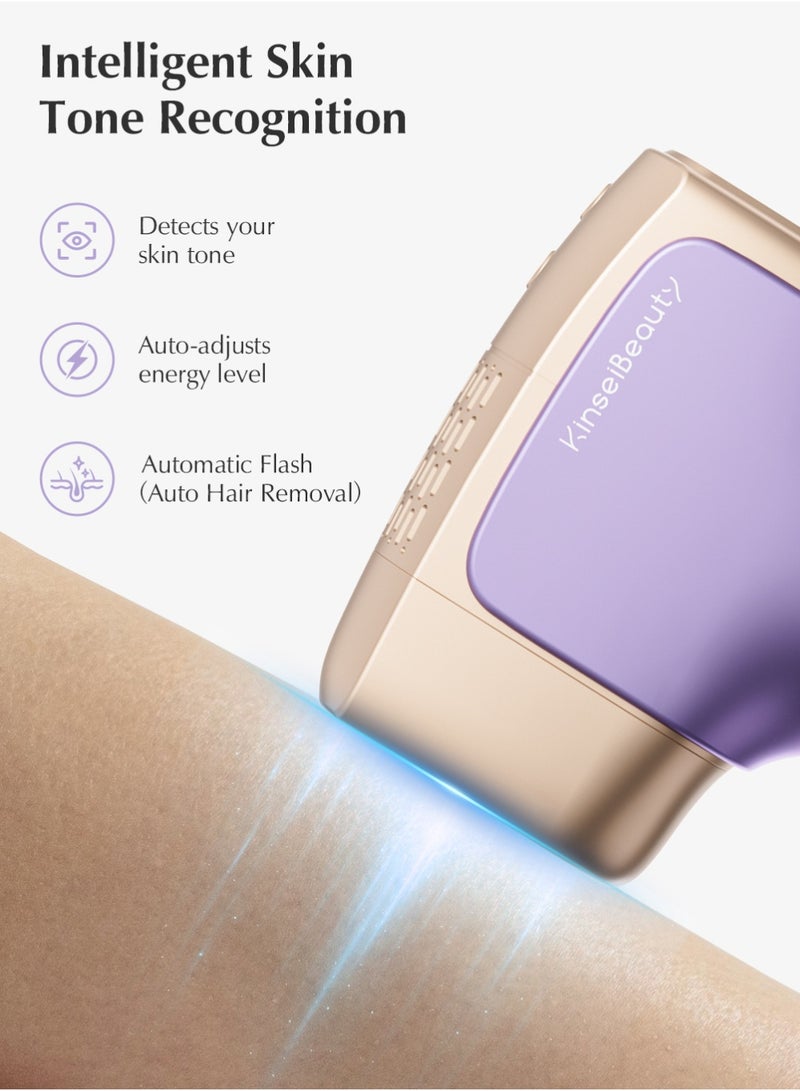 KinseiBeauty T36 999,999 Flashes 10 Energy Levels Laser Hair Removal, 4℃ Ice Cooling Painless IPL Hair Removal Device, 0.5s/Flash, Extra-large 3.9cm² light outlet, Intelligent Skin Tone Recognition Laser Epilator, Laser Hair Removal Device for Whole Body Bikini Face Arm Armpit Back Leg(1*Bikini+1*Face Lamp) - Image 3