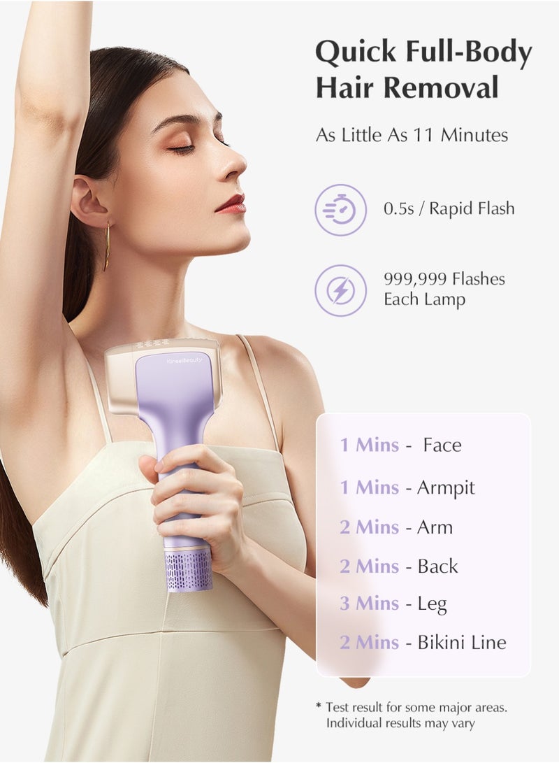 KinseiBeauty T36 999,999 Flashes 10 Energy Levels Laser Hair Removal, 4℃ Ice Cooling Painless IPL Hair Removal Device, 0.5s/Flash, Extra-large 3.9cm² light outlet, Intelligent Skin Tone Recognition Laser Epilator, Laser Hair Removal Device for Whole Body Bikini Face Arm Armpit Back Leg(1*Bikini+1*Face Lamp) - Image 5