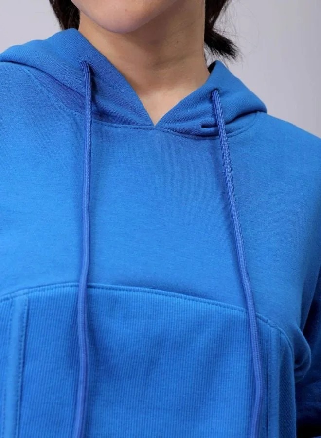 مرفوعة Women Regular Fit Solid Hooded Neck Long Sleeve Corset Sweatshirt