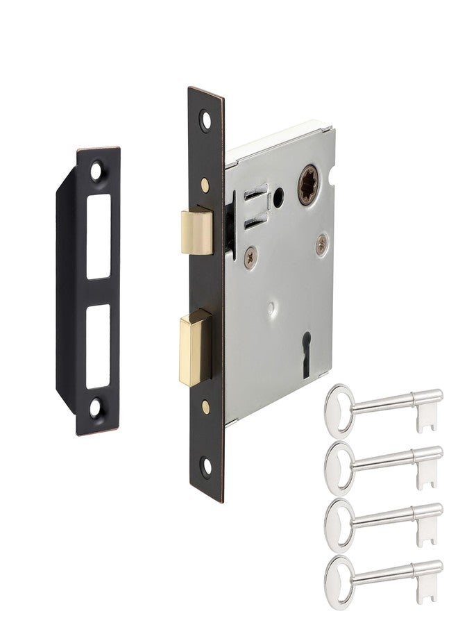 newliplace Old Mortise Lock Replacement Parts, Vintage Style Indoor Mortise Lock Assembly Kit with Antique Skeleton Keys and Reversible Latch Bolt, Mortise Lock Set Interior Door Oil Rubbed Bronze Plated Finish - Image 1