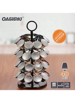 OASISWJ Pack Of 40 Rotary Coffee Capsule Holder Store Nespresso Capsules Black  - Image 2