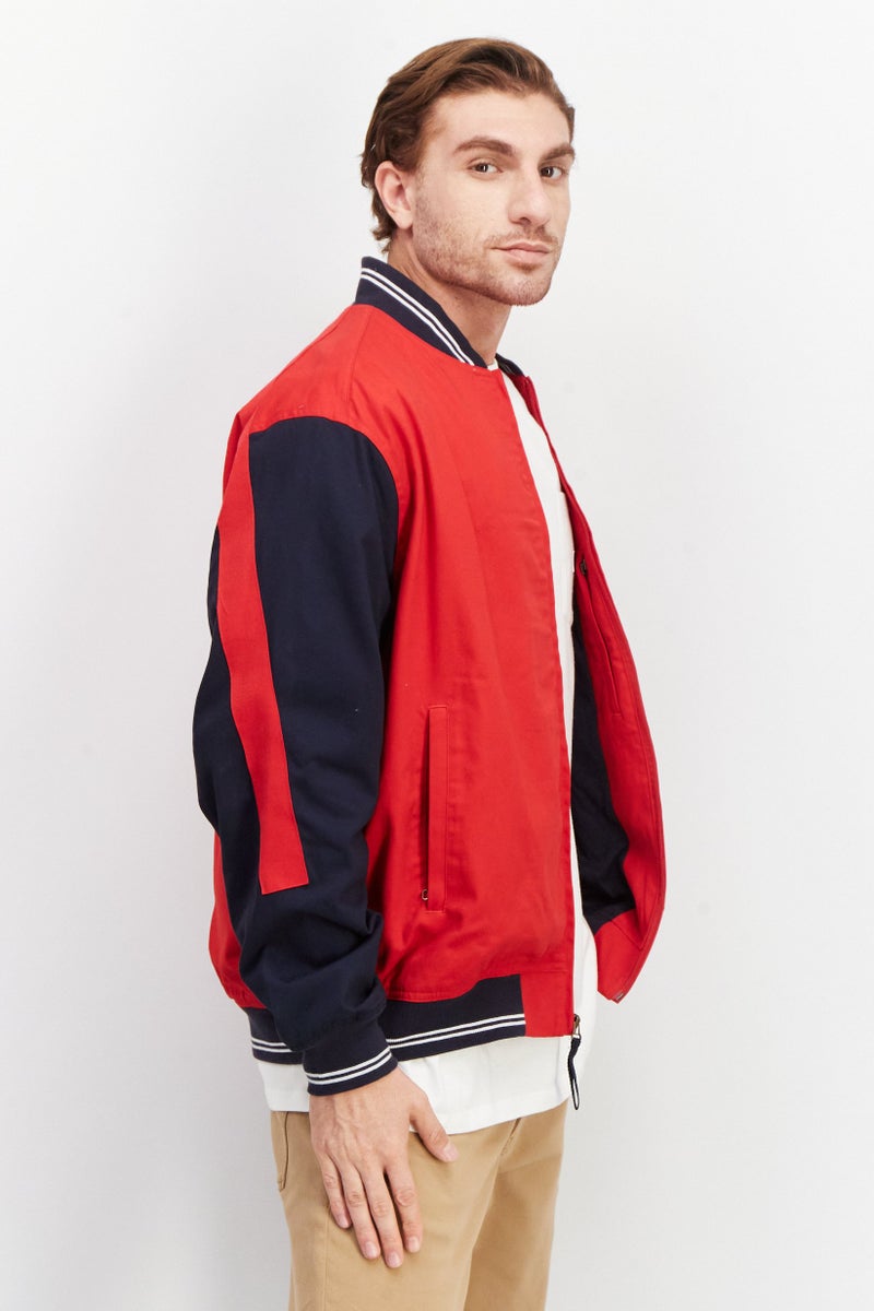 PERRY ELLIS جاكيت بومبر رجالي بياقة عالية، أحمر - Image 2