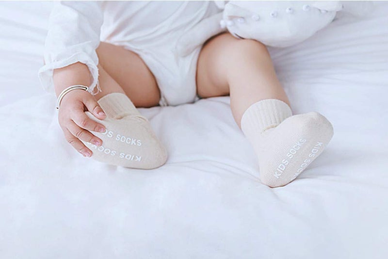 QandSweet Baby Boy Combed Cotton Socks Toddler Crew Sock Non-Skid for Newborn Infant Childrens (0-6 Months, 9 Pairs) - Image 2