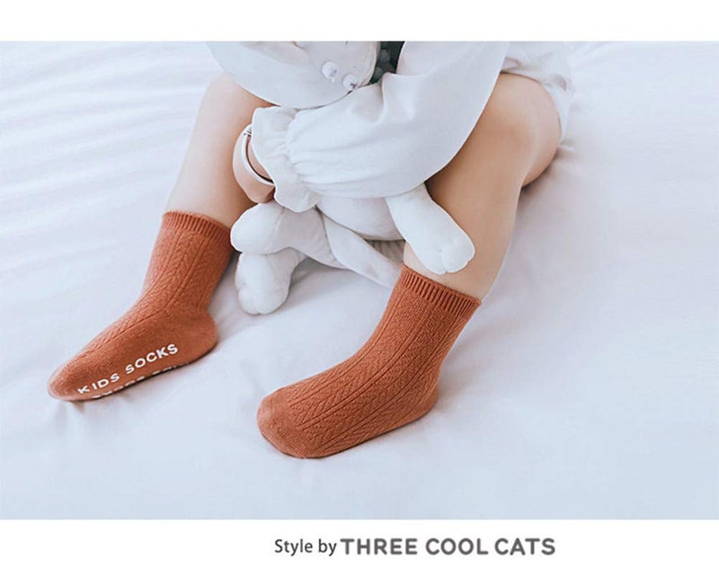 QandSweet Baby Boy Combed Cotton Socks Toddler Crew Sock Non-Skid for Newborn Infant Childrens (0-6 Months, 9 Pairs) - Image 4
