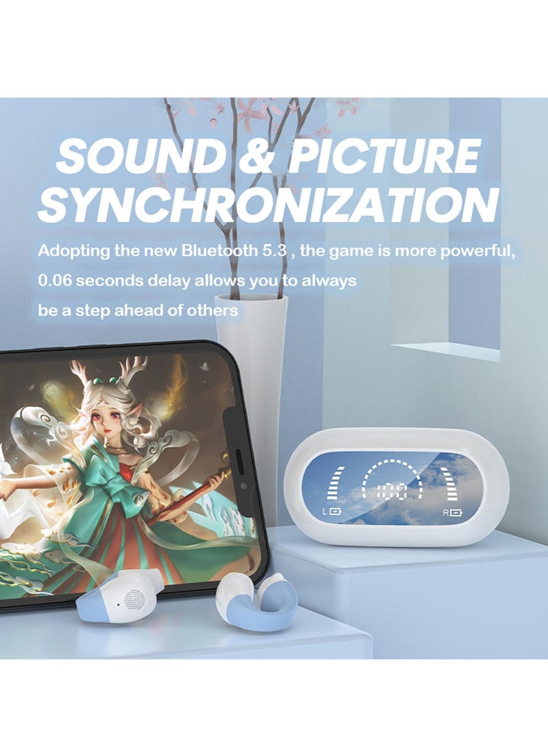 SYOSI - Wireless Bone Conduction Headphones, Bluetooth 5.3 Open Ear Earbuds with Clip, Waterproof Earphone, Noise Cancelling, Long Battery Life, Blue - Image 1