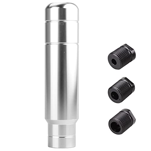 BARTOO Aluminum Weighted Manual Shift knobs, Long Stick Shift Knob Gear Shifter Knobs, Car Accessories Lever Cover Head Universal Shifter Knobs with 3 Threaded Adapters (Silver) - Image 1