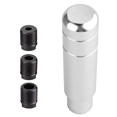BARTOO Aluminum Weighted Manual Shift knobs, Long Stick Shift Knob Gear Shifter Knobs, Car Accessories Lever Cover Head Universal Shifter Knobs with 3 Threaded Adapters (Silver) - Image 4