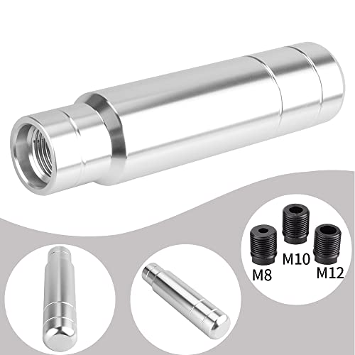 BARTOO Aluminum Weighted Manual Shift knobs, Long Stick Shift Knob Gear Shifter Knobs, Car Accessories Lever Cover Head Universal Shifter Knobs with 3 Threaded Adapters (Silver) - Image 5