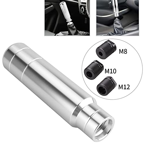 BARTOO Aluminum Weighted Manual Shift knobs, Long Stick Shift Knob Gear Shifter Knobs, Car Accessories Lever Cover Head Universal Shifter Knobs with 3 Threaded Adapters (Silver) - Image 2
